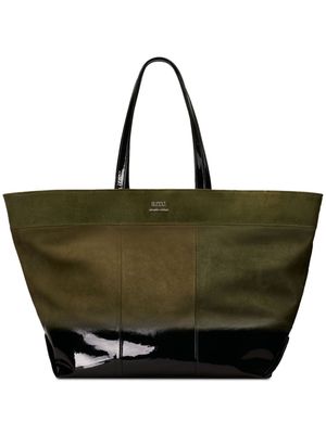 AMI Paris logo-plaque panelled tote bag - Green