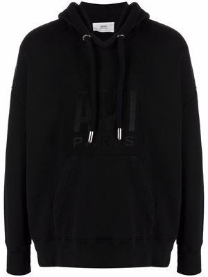 AMI Paris logo-print cotton hoodie - Black
