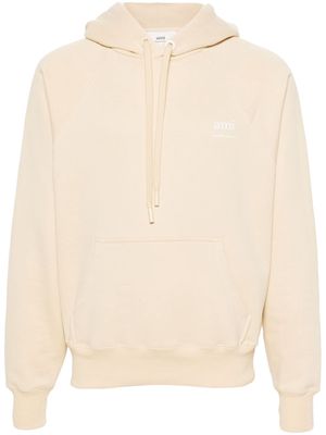 AMI Paris logo-print cotton hoodie - Yellow