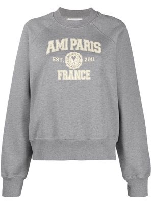 AMI Paris logo-print cotton sweatshirt - Grey