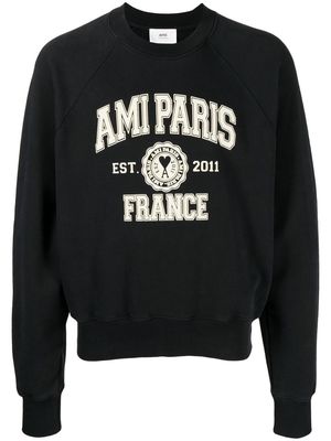 AMI Paris logo-print organic-cotton sweatshirt - Black