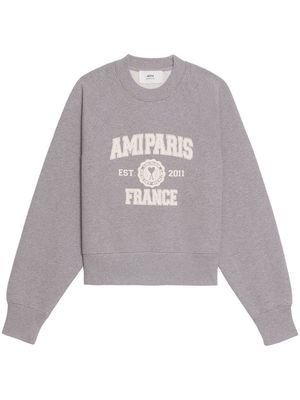 AMI Paris logo-print organic-cotton sweatshirt - Grey