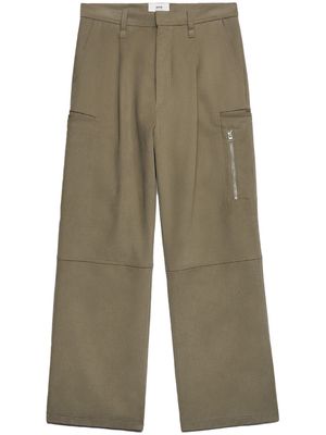 AMI Paris low-rise cotton wide-leg trousers - Green