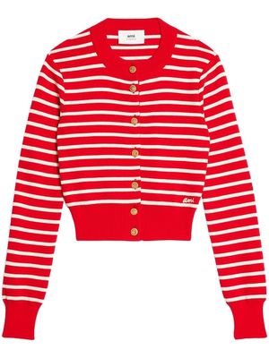 AMI Paris merino wool striped cardigan - Red