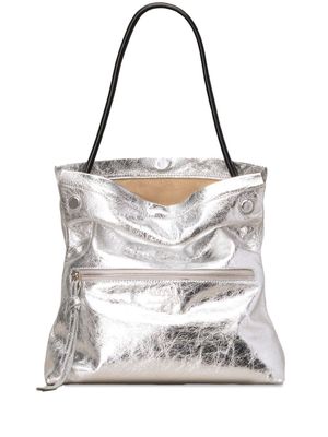 AMI Paris metallic folded shoulder bag - Silver
