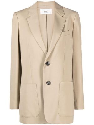 AMI Paris notched-lapel single-breasted blazer - 265 CHAMPAGNE