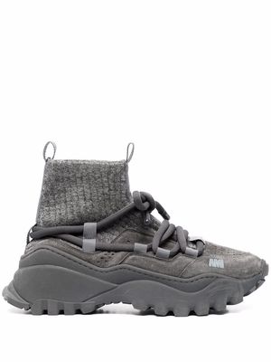 AMI Paris Otto suede-panelled sneakers - Grey