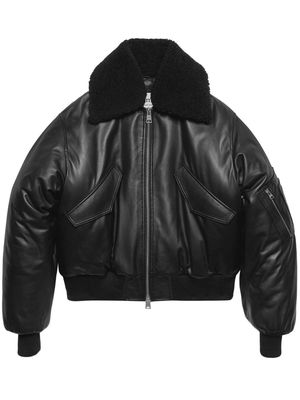 AMI Paris oversized-collar lambskin jacket - Black
