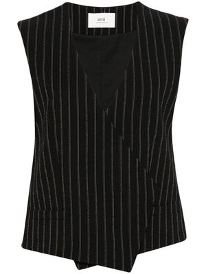 AMI Paris pinstriped crepe vest - Black