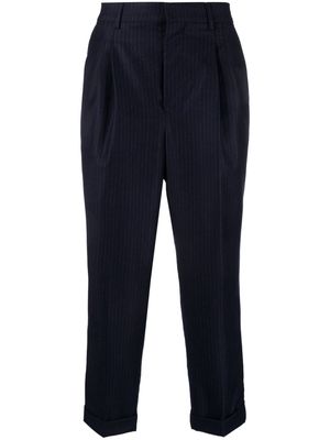 AMI Paris pinstriped tailored cropped trousers - 477 NIGHT BLUE/ IVORY