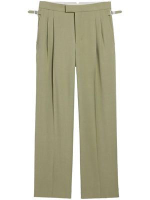 AMI Paris pleat-detail wide-leg trousers - Green