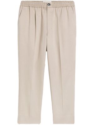 AMI Paris pleated cotton tapered trousers - Neutrals