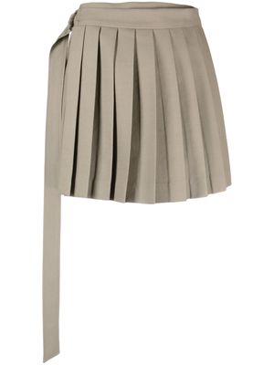 AMI Paris pleated virgin wool wrap skirt - Neutrals
