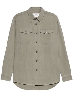 AMI Paris pointed-collar wool shirt jacket - Grey
