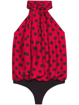 AMI Paris polka dot-print halterneck bodysuit - Red