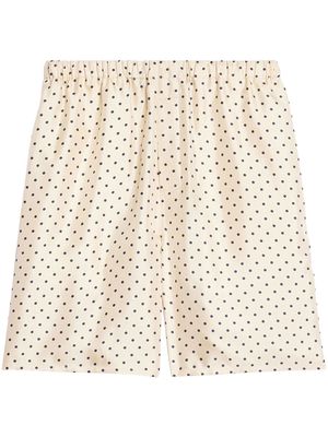 AMI Paris polka-dot print silk shorts - Neutrals