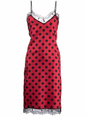 AMI Paris polka dot slip dress - Red