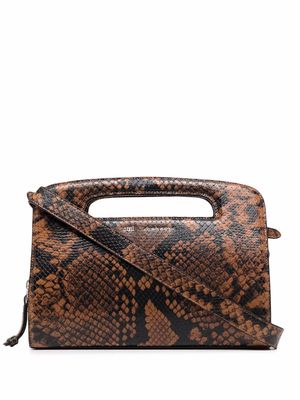 AMI Paris python print leather shoulder bag - Brown