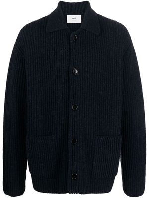 AMI Paris ribbed-knit wool cardigan - Blue