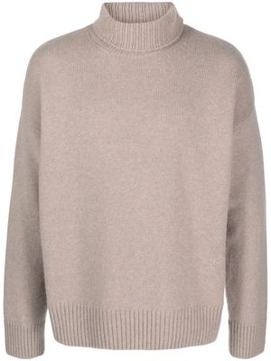 AMI Paris roll-neck elbow-patch jumper - Neutrals