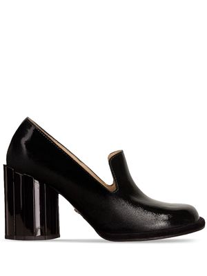 AMI Paris round heel patent-leather loafers - Black