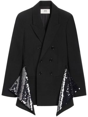 AMI Paris sequin-panel virgin wool blazer - Black