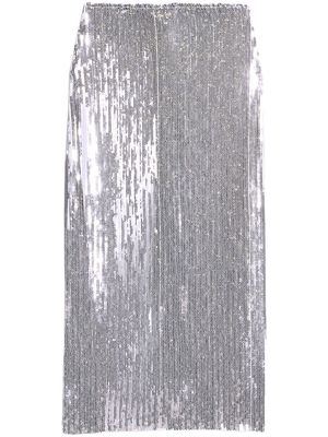 AMI Paris sequined pencil midi skirt - Silver