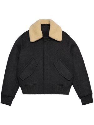 AMI Paris shearling-collar wool bomber jacket - Grey