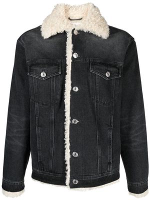 AMI Paris shearling-lining denim jacket - Black