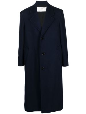 AMI Paris single-breasted virgin wool coat - Blue