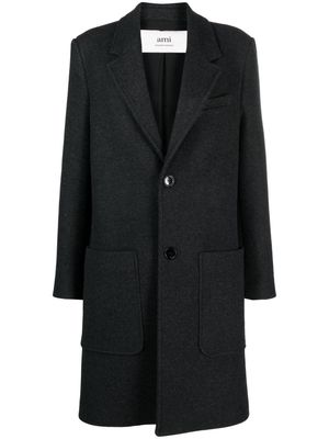 AMI Paris single-breasted wool coat - 055 HEATHER GREY