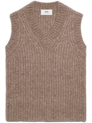 AMI Paris sleeveless rib-knit vest - Brown