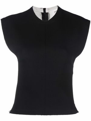 AMI Paris sleeveless two-tone top - Black