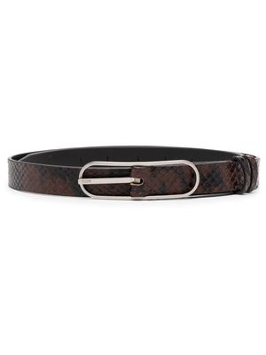 AMI Paris snakeskin-effect belt - Brown