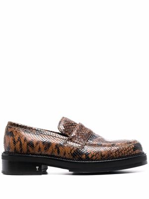 AMI Paris snakeskin-effect leather loafers - Brown