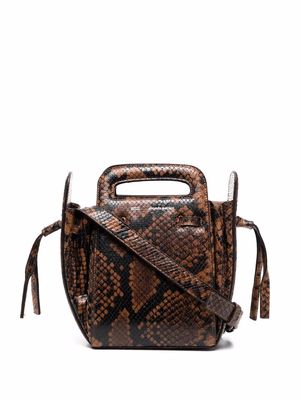 AMI Paris snakeskin-print bucket bag - Brown