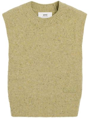AMI Paris speckled-knit virgin wool-blend vest - Green