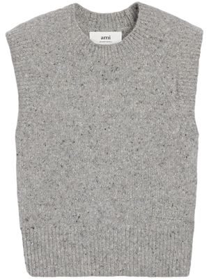 AMI Paris speckled-knit virgin wool-blend vest - Grey