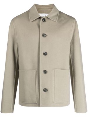 AMI Paris spread-collar single-breasted coat - Neutrals