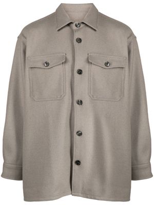 AMI Paris spread-collar wool-blend shirt jacket - Neutrals