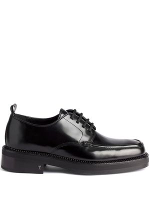 AMI Paris square-toe brushed leather derby shoes - Black