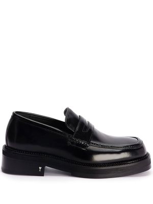 AMI Paris square-toe patent-leather loafers - Black