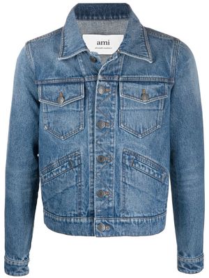 AMI Paris stitch detail denim jacket - Blue