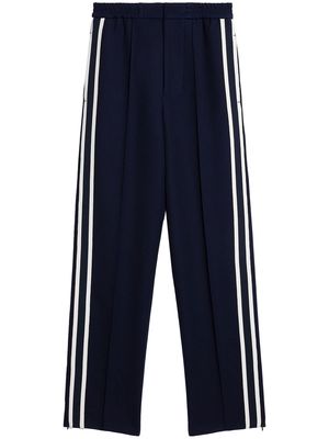 AMI Paris stripe-detail straight-leg trousers - Blue