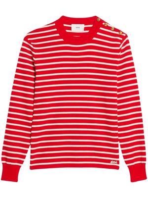 AMI Paris stripe-print crew-neck jumper - Red