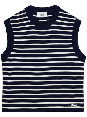 AMI Paris stripe-print merino vest - Black