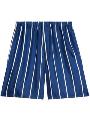 AMI Paris stripe-print silk shorts - Blue