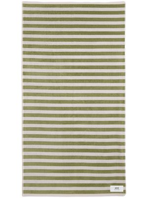 AMI Paris striped cotton bath towel - Green