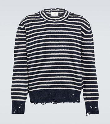 Ami Paris Striped distressed virgin wool sweater