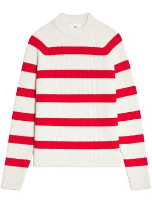 AMI Paris striped knitted jumper - White